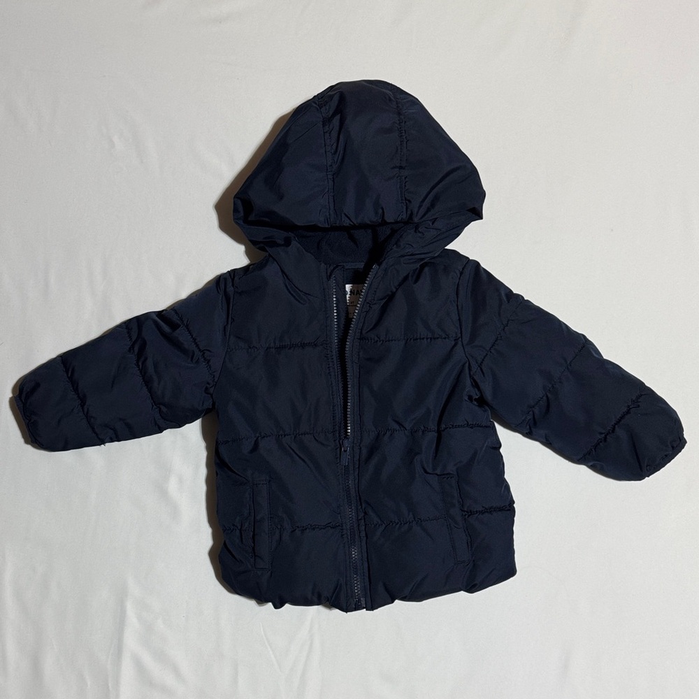 Puffer Jacket with hood navy blue old navy 3t